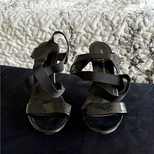 Urban Behavior Glossy Black Strappy Heels